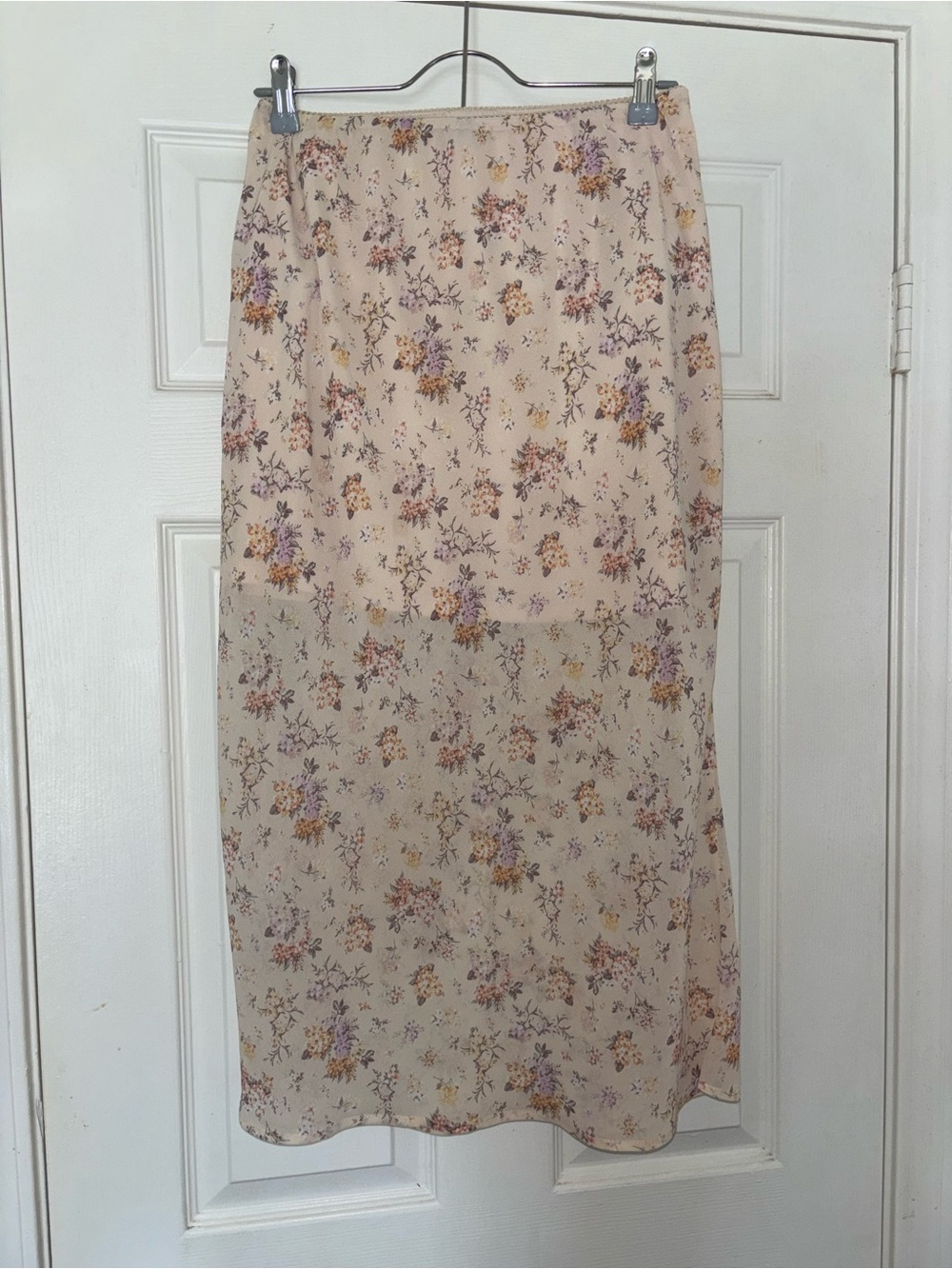 wild fable Cream Maxi Skirt with Purple & Yellow Floral Print